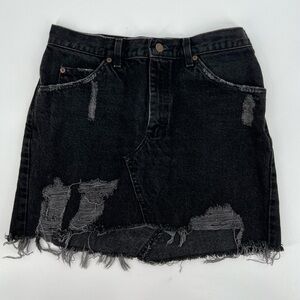 Furst Of A Kind Black Distressed Cut Off Denim Mini Jean Skirt Size 31 Women's